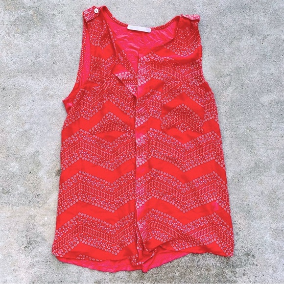 Sleeveless Coral Pink Top w/Sheer Layered Front, Size S - Picture 7 of 16